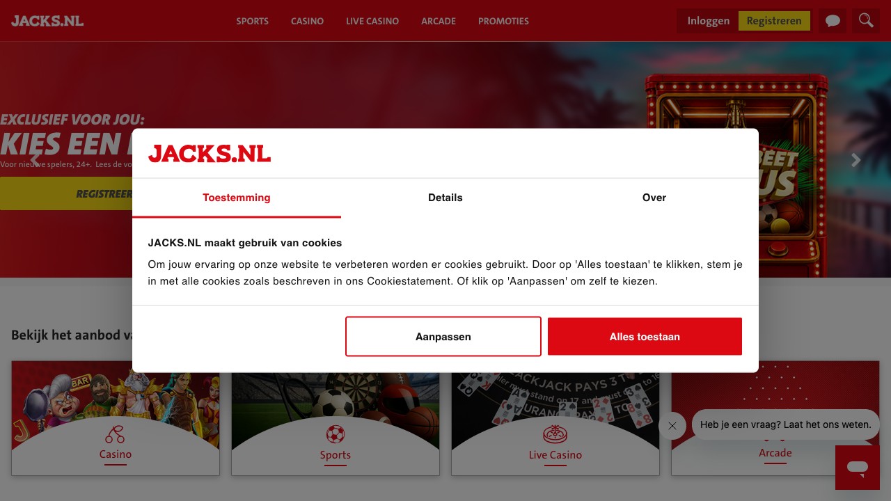 Jacks.nl — homepage screenshot