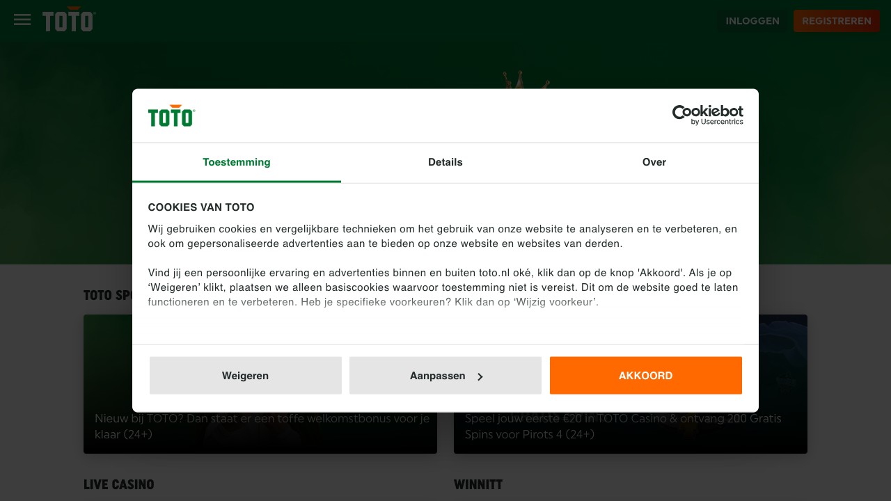 TOTO — homepage screenshot